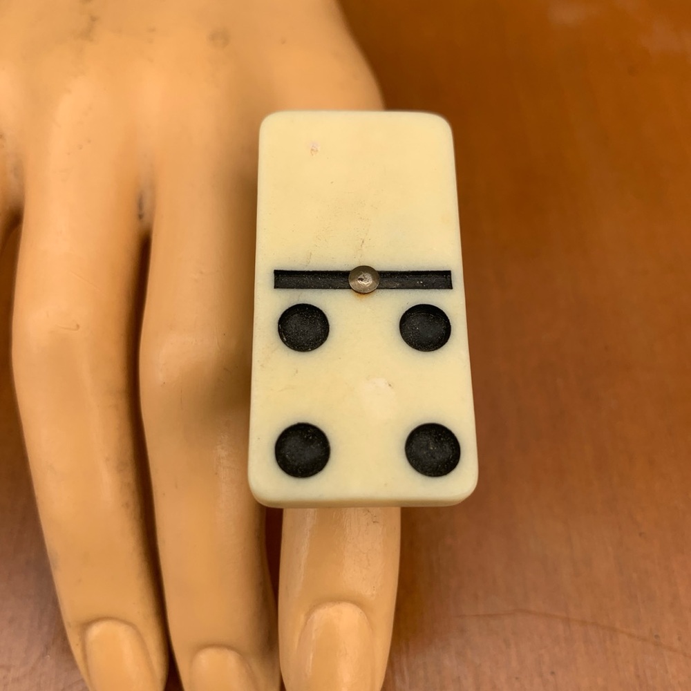 Cream and Black Domino Statement Ring